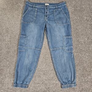 Sundance Pants Womens 16 Jolienne Lightweight Denim Cargo Joggers Button Fly